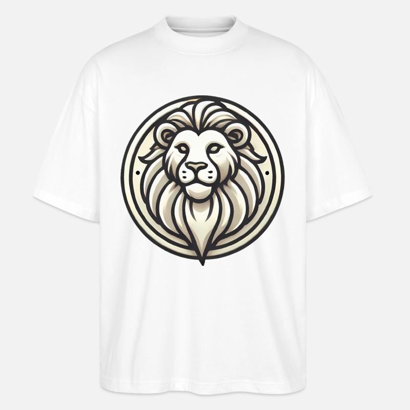 Conception d’insigne de lion stylisé - T-shirt bio Blaster 2.0 coupe oversize Stanley/Stella Unisexe - blanc