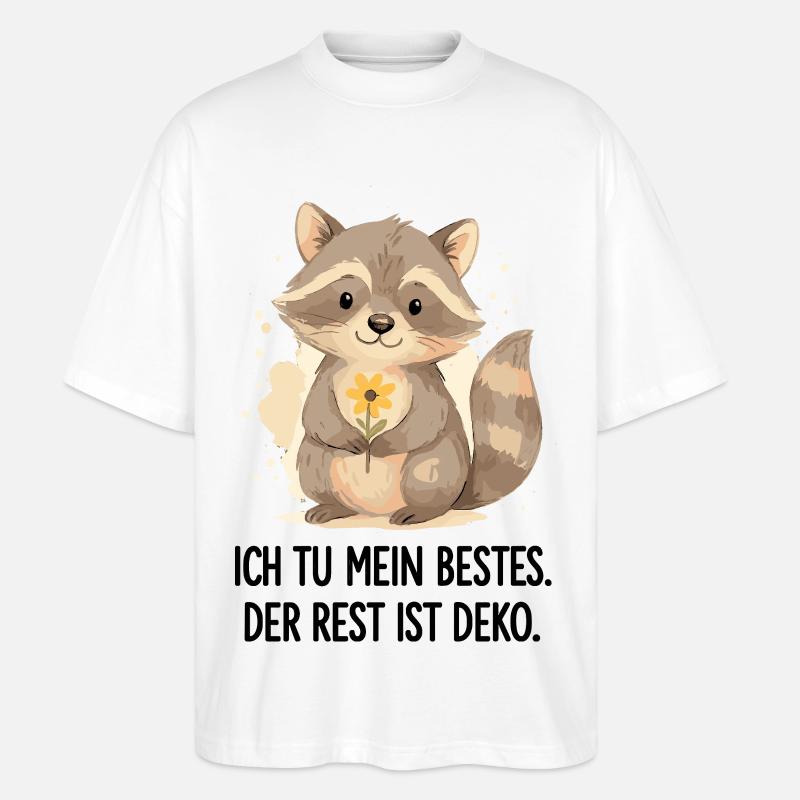 Waschbär mit Blume – Sanft - Stanley/Stella Oversized Unisex Bio T-Shirt Blaster 2.0 - Weiß