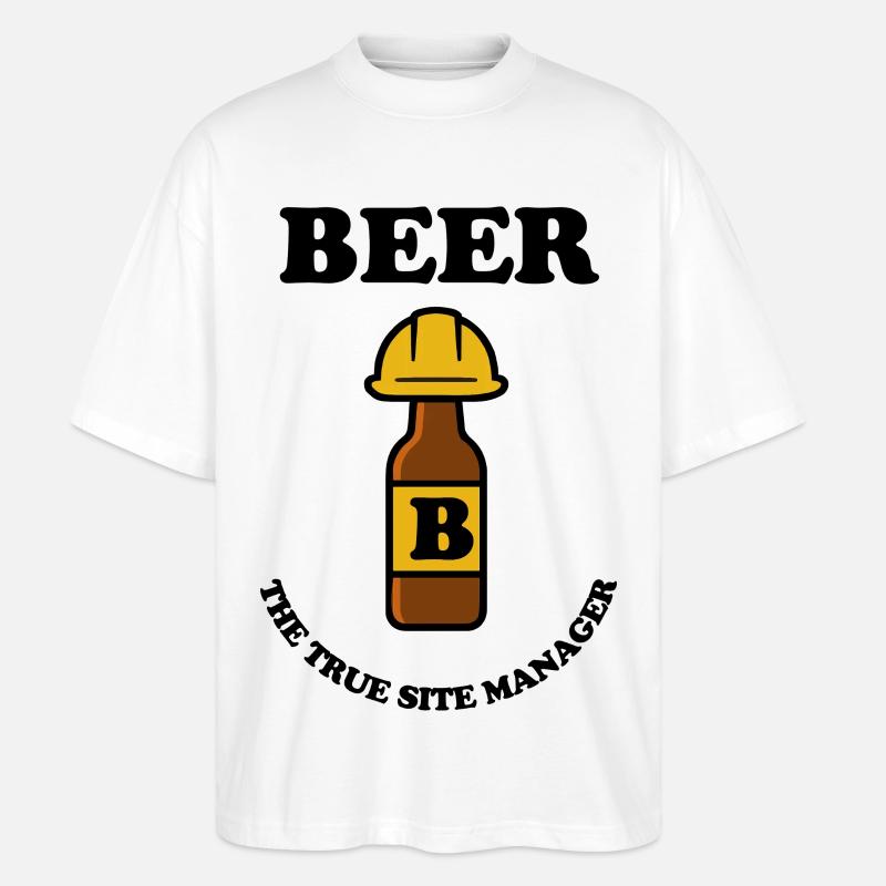 Beer bottle with construction helmet - Stanley/Stella Oversized Unisex Bio T-Shirt Blaster 2.0 - Weiß