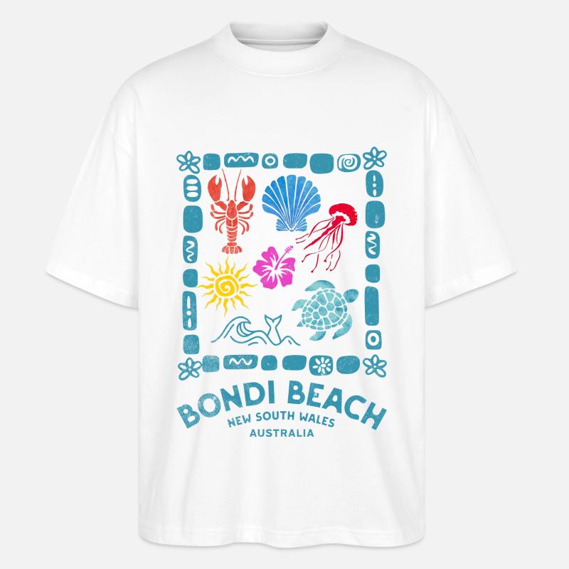Bondi Beach Muster Australien - Stanley/Stella Oversized Unisex Bio T-Shirt Blaster 2.0 - Weiß