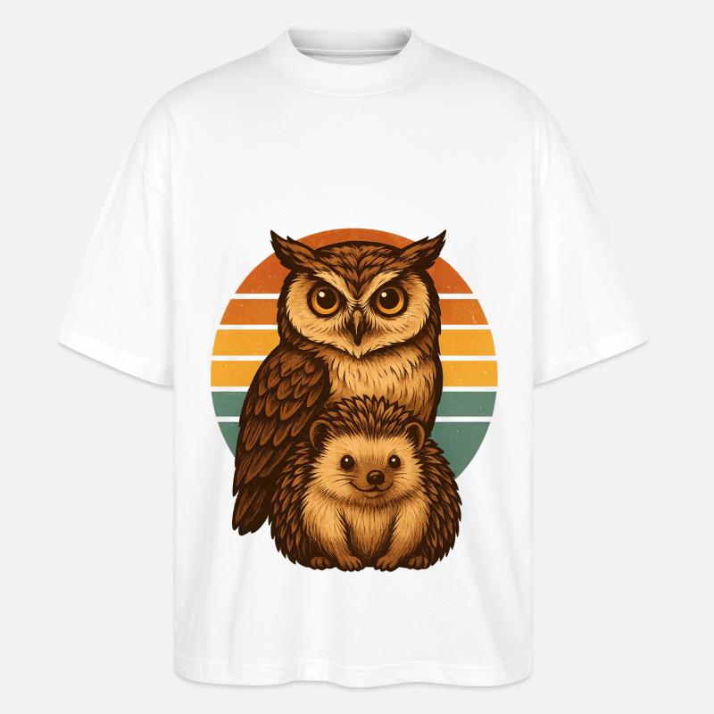 Eule Igel - Stanley/Stella Oversized Unisex Bio T-Shirt Blaster 2.0 - Weiß