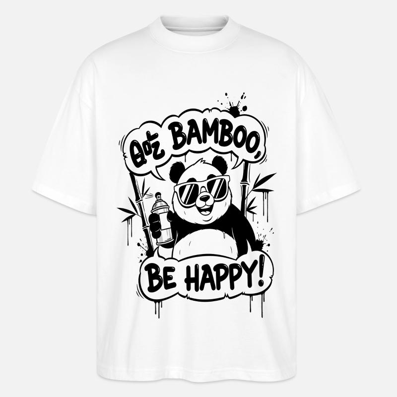 Panda Graffiti Sei glücklich - Stanley/Stella Oversized Unisex Bio T-Shirt Blaster 2.0 - Weiß