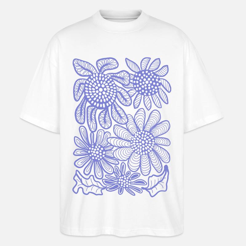 Blütenmuster - Stanley/Stella Oversized Unisex Bio T-Shirt Blaster 2.0 - Weiß