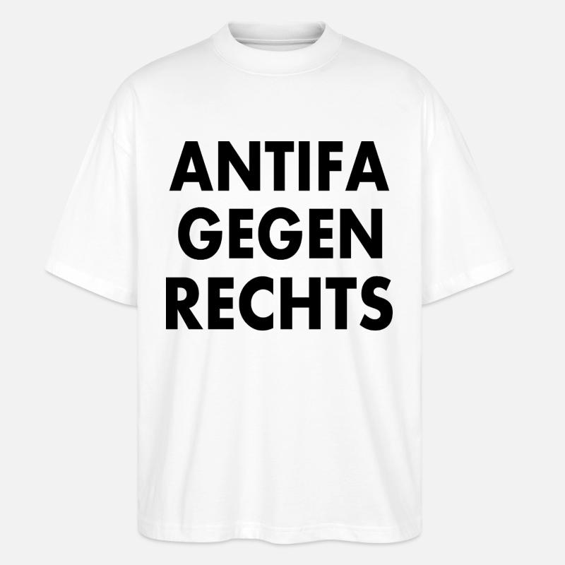 Antifa gegen rechts - Stanley/Stella Oversized Unisex Bio T-Shirt Blaster 2.0 - Weiß