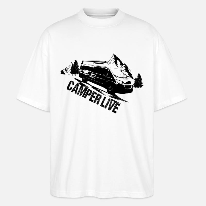 Camping - Campervan - Stanley/Stella Oversized Unisex Bio T-Shirt Blaster 2.0 - Weiß