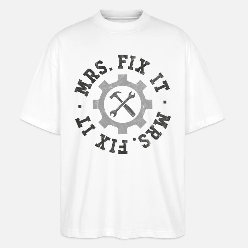 Frau Fix It - Stanley/Stella Oversized Unisex Bio T-Shirt Blaster 2.0 - Weiß