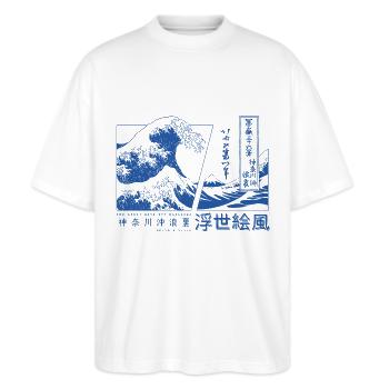 die große Welle vor Kanagawa Japan - Stanley/Stella Oversized Unisex Bio T-Shirt Blaster 2.0 - Weiß - Vorne - Alina (178cm) & Michal (187cm)