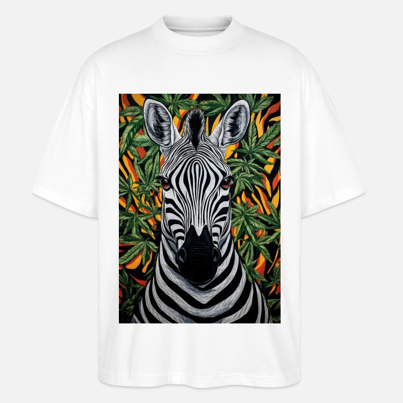 Zebra im Cannabis-Dschungel - Stanley/Stella Oversized Unisex Bio T-Shirt Blaster 2.0 - Weiß