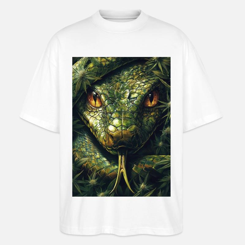 Snake Eye with Leaf Pattern - Stanley/Stella Oversized Unisex Organic T-shirt Blaster 2.0 - white