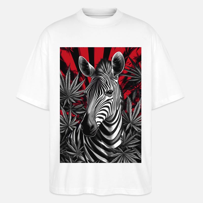 Zebra im Cannabis-Dschungel - Stanley/Stella Oversized Unisex Bio T-Shirt Blaster 2.0 - Weiß