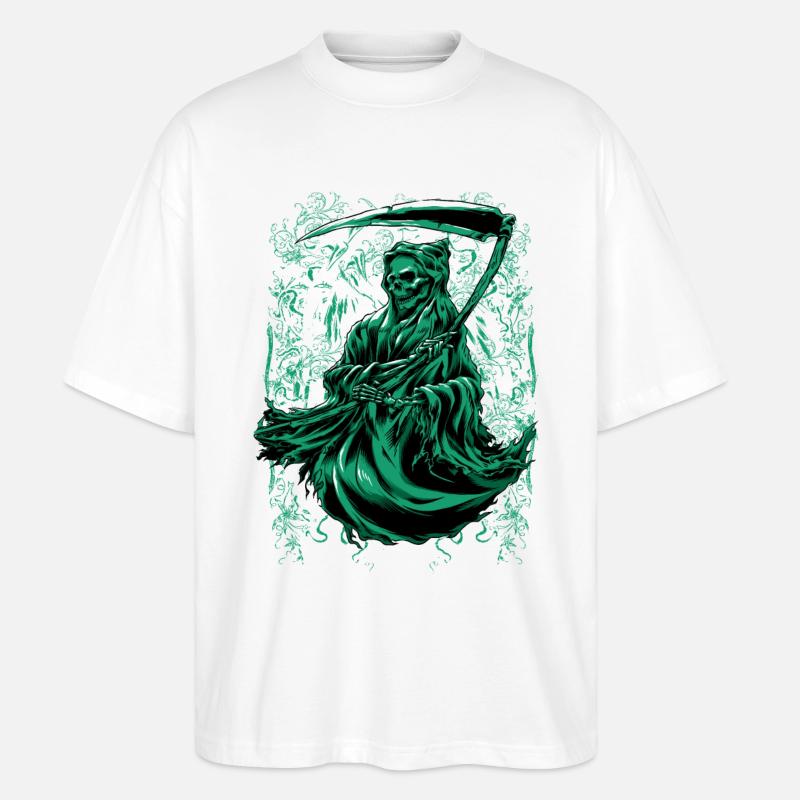 Sensenmann Halloween Geschenk - Stanley/Stella Oversized Unisex Bio T-Shirt Blaster 2.0 - Weiß