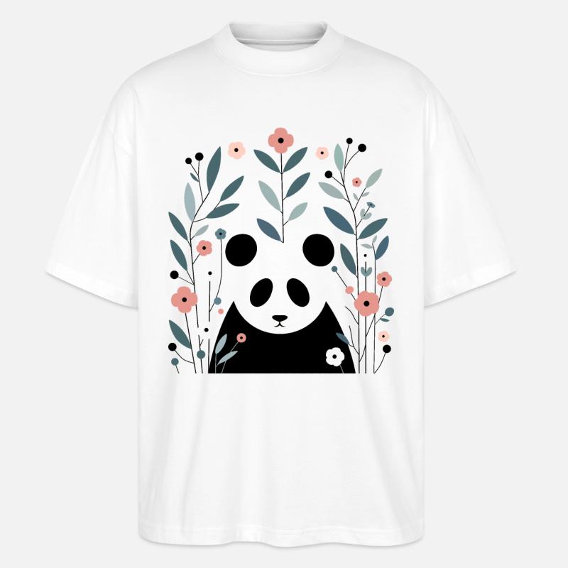 Panda en fleurs - T-shirt bio Blaster 2.0 coupe oversize Stanley/Stella Unisexe - blanc