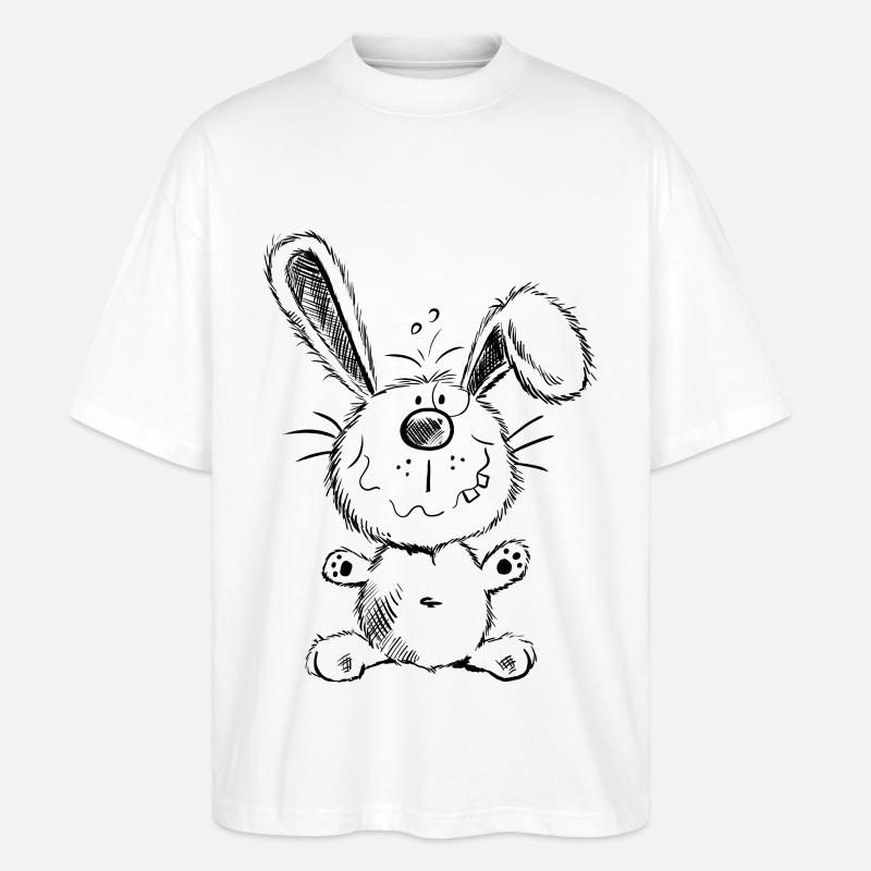 Fluffy bunny - Rabbit - Comic - Animal - Stanley/Stella Oversized Unisex Organic T-shirt Blaster 2.0 - white