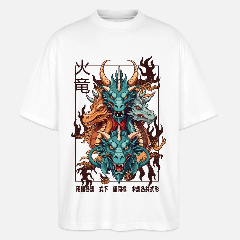 Chinesische Drachen - Stanley/Stella Oversized Unisex Bio T-Shirt Blaster 2.0 - Weiß