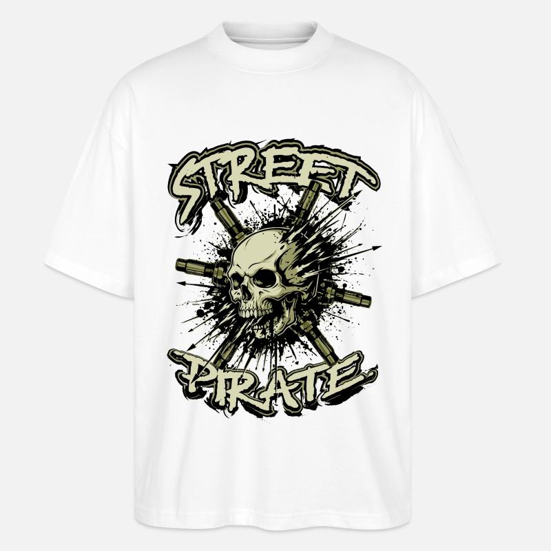 Straßenpirat - Stanley/Stella Oversized Unisex Bio T-Shirt Blaster 2.0 - Weiß