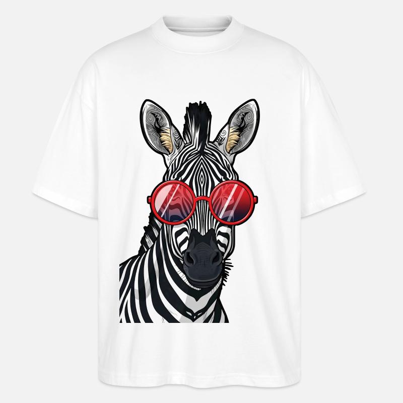 Hip Zebra mit Sonnenbrille - Stanley/Stella Oversized Unisex Bio T-Shirt Blaster 2.0 - Weiß
