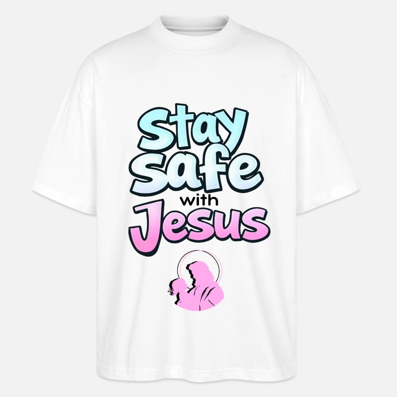 Bleib sicher, Jesus - Stanley/Stella Oversized Unisex Bio T-Shirt Blaster 2.0 - Weiß