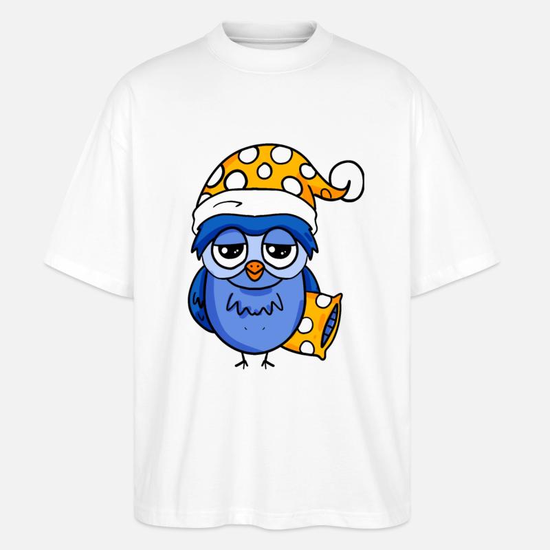 Schläfrige Eule - Stanley/Stella Oversized Unisex Bio T-Shirt Blaster 2.0 - Weiß