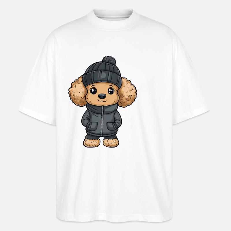 Pudel Hund Winter - Stanley/Stella Oversized Unisex Bio T-Shirt Blaster 2.0 - Weiß