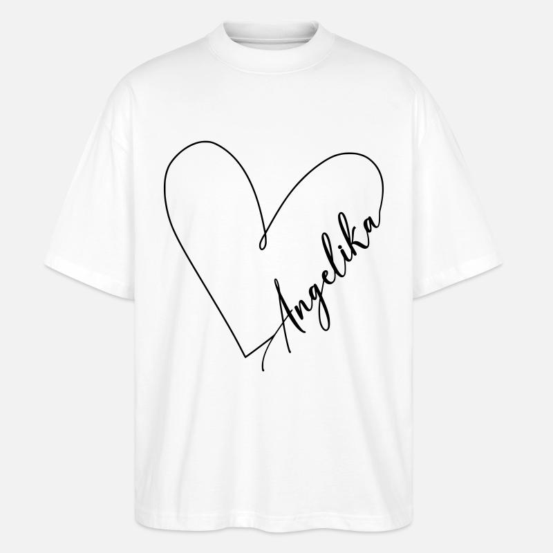 Angelika Name Herzlinie - Stanley/Stella Oversized Unisex Bio T-Shirt Blaster 2.0 - Weiß