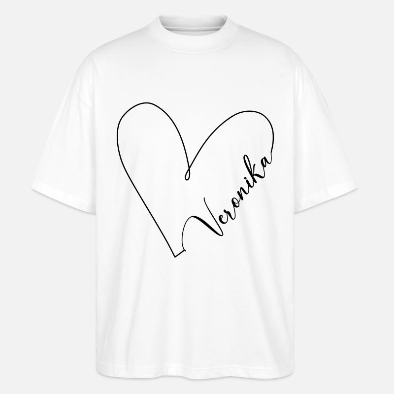 Veronika Name Herzlinie - Stanley/Stella Oversized Unisex Bio T-Shirt Blaster 2.0 - Weiß