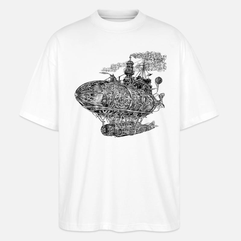"Helios 2055": A Steampunk's Odyssey - Stanley/Stella Oversized Unisex Bio T-Shirt Blaster 2.0 - Weiß