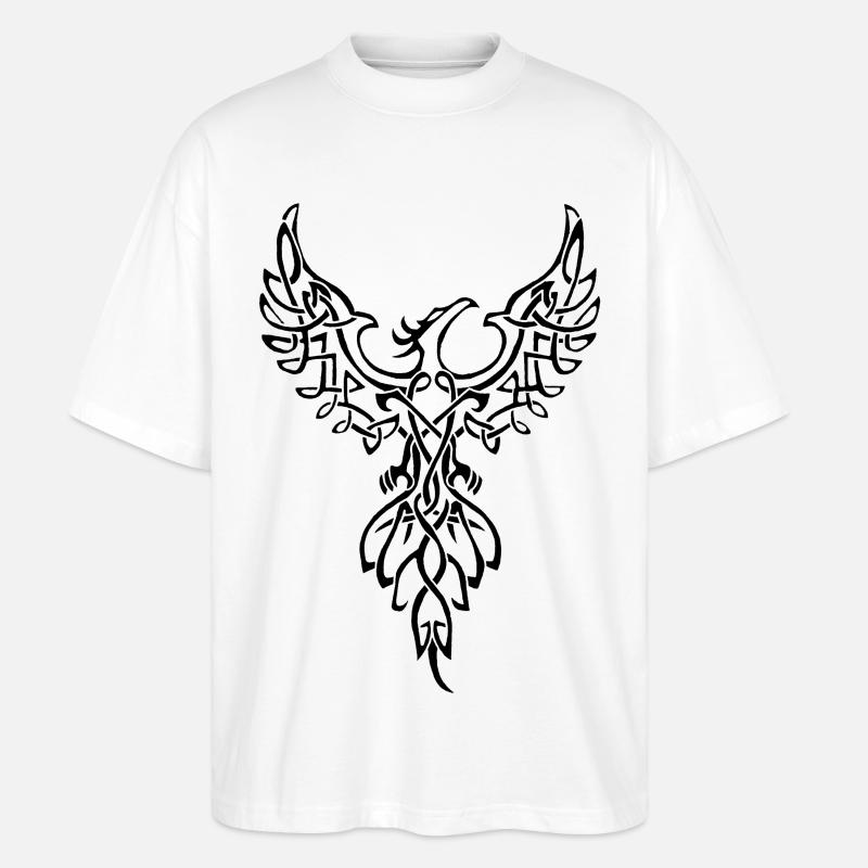 Schwarzes Phönix-Symbol - Stanley/Stella Oversized Unisex Bio T-Shirt Blaster 2.0 - Weiß