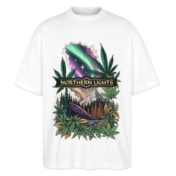 Aurore boréale - T-shirt bio Blaster 2.0 coupe oversize Stanley/Stella Unisexe - blanc - Devant - Alina (178cm) & Michal (187cm)