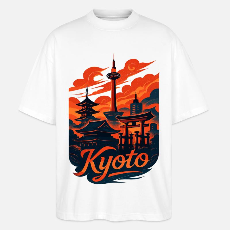 Kyoto Skyline – Japanisches Design - Stanley/Stella Oversized Unisex Bio T-Shirt Blaster 2.0 - Weiß