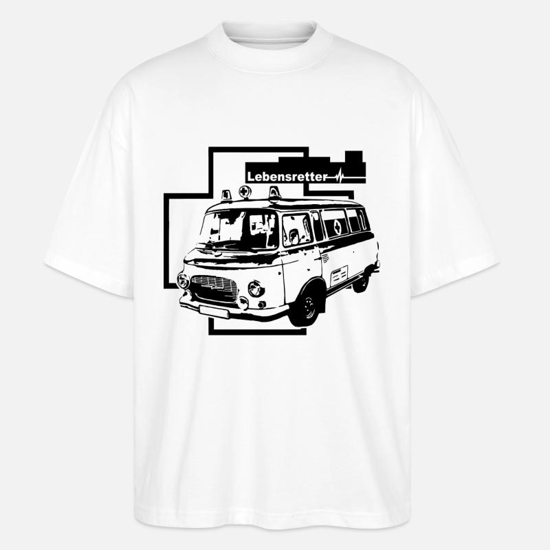 Barkas B1000 Krankenwagen - Stanley/Stella Oversized Unisex Bio T-Shirt Blaster 2.0 - Weiß
