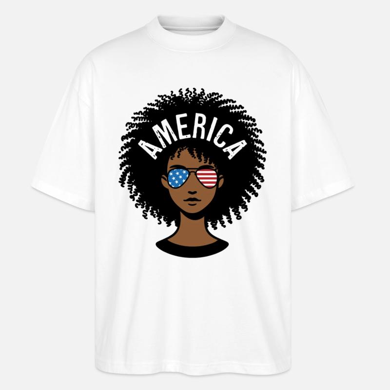 Amerika Afro - Stanley/Stella Oversized Unisex Bio T-Shirt Blaster 2.0 - Weiß