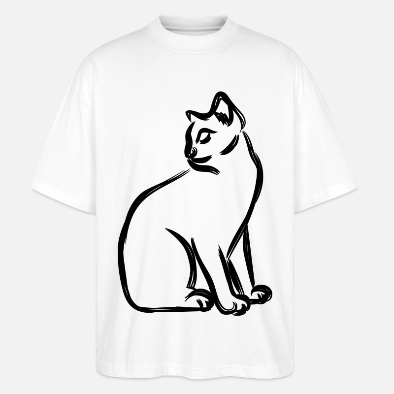 Katze - Stanley/Stella Oversized Unisex Bio T-Shirt Blaster 2.0 - Weiß