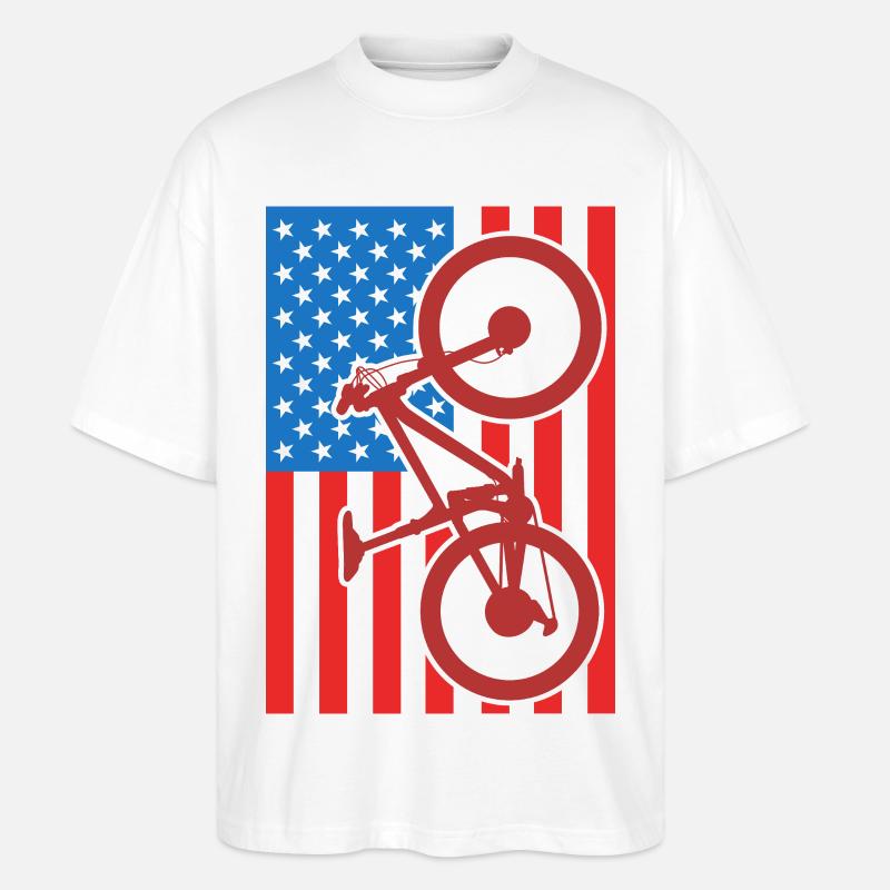Drapeau du VTT des États-Unis - T-shirt bio Blaster 2.0 coupe oversize Stanley/Stella Unisexe - blanc