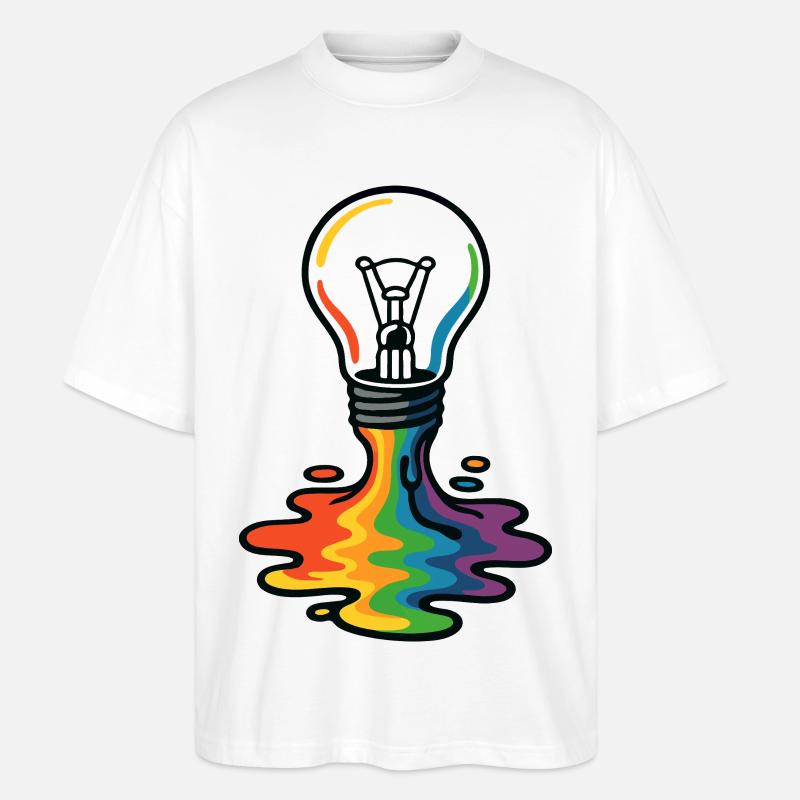 Rainbow Melt Glühbirne - Stanley/Stella Oversized Unisex Bio T-Shirt Blaster 2.0 - Weiß