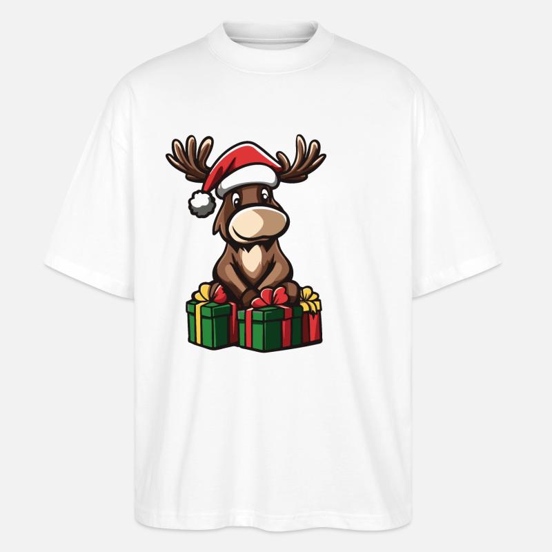 Elch Weihnachten Geschenke - Stanley/Stella Oversized Unisex Bio T-Shirt Blaster 2.0 - Weiß