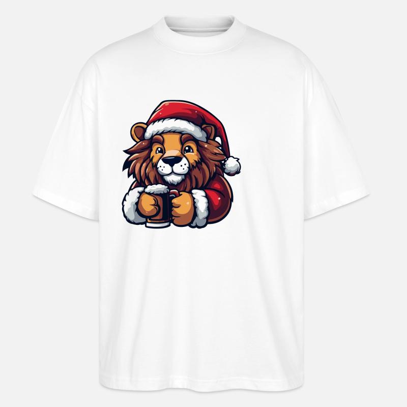 Löwe Weihnachten Bier - Stanley/Stella Oversized Unisex Bio T-Shirt Blaster 2.0 - Weiß