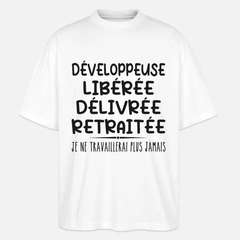 Developer celebrates retirement with humour - Stanley/Stella Oversized Unisex Organic T-shirt Blaster 2.0 - white