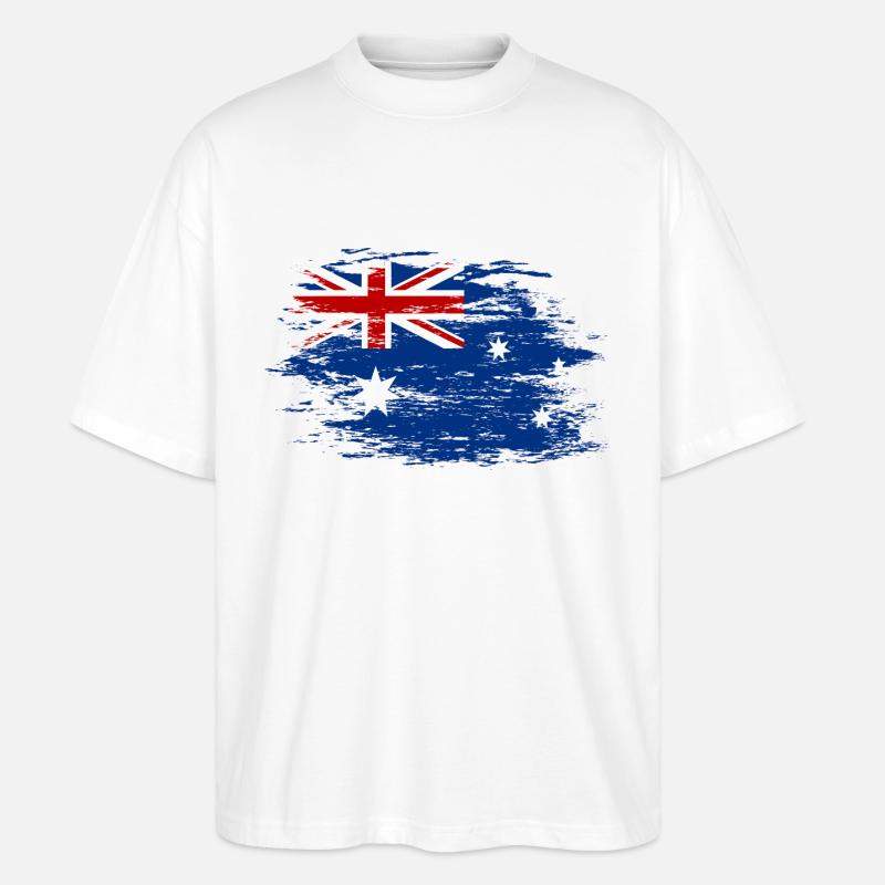 Drapeau de l’Australie utilisé - T-shirt bio Blaster 2.0 coupe oversize Stanley/Stella Unisexe - blanc