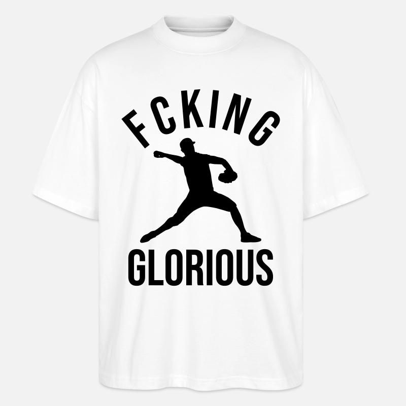 Baseball Pitcher Design Gift - Stanley/Stella Oversized Unisex Organic T-shirt Blaster 2.0 - white