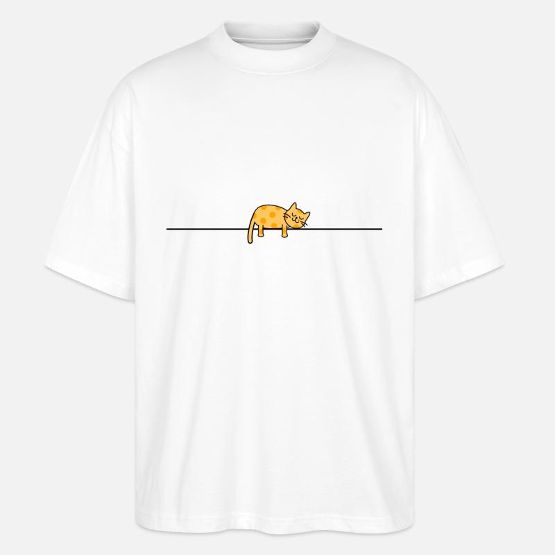 Schlafende Katze (b) - Stanley/Stella Oversized Unisex Bio T-Shirt Blaster 2.0 - Weiß
