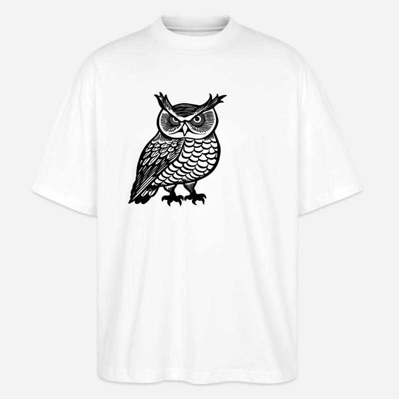 Eule Eulen Vogel - Stanley/Stella Oversized Unisex Bio T-Shirt Blaster 2.0 - Weiß