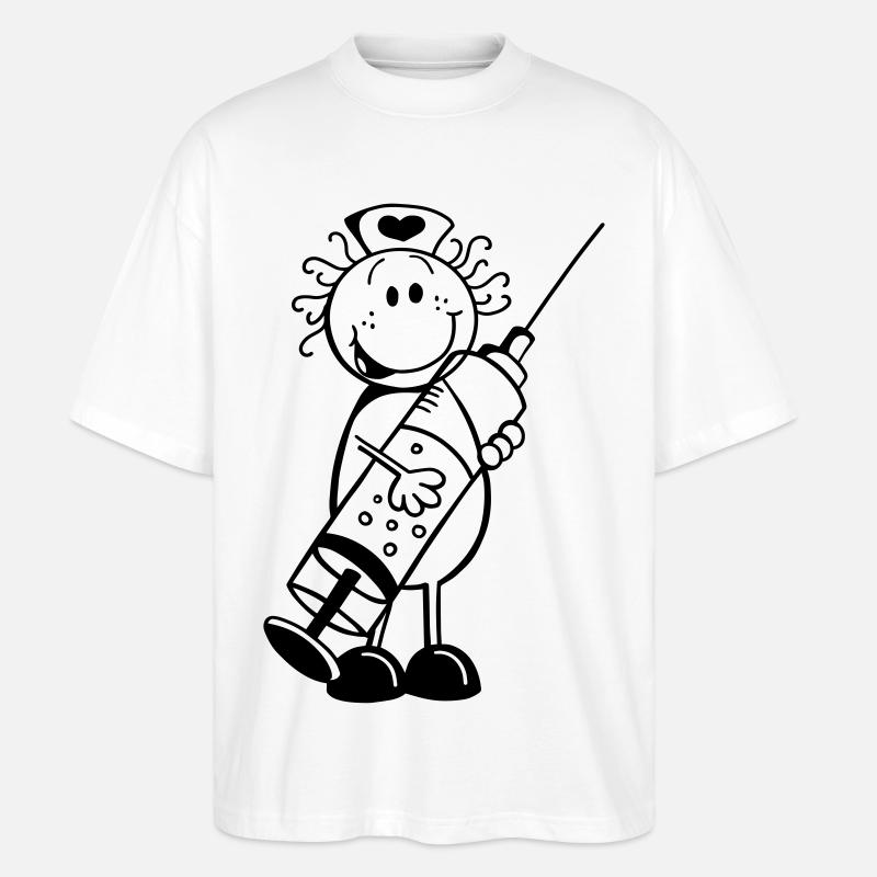 Krankenschwester Strichmännchen - Geschenk - Stanley/Stella Oversized Unisex Bio T-Shirt Blaster 2.0 - Weiß