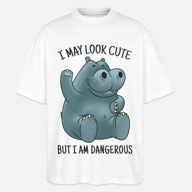 Friedlicher Nilpferd kann gefährlich werden  - Stanley/Stella Oversized Unisex Bio T-Shirt Blaster 2.0 - Weiß
