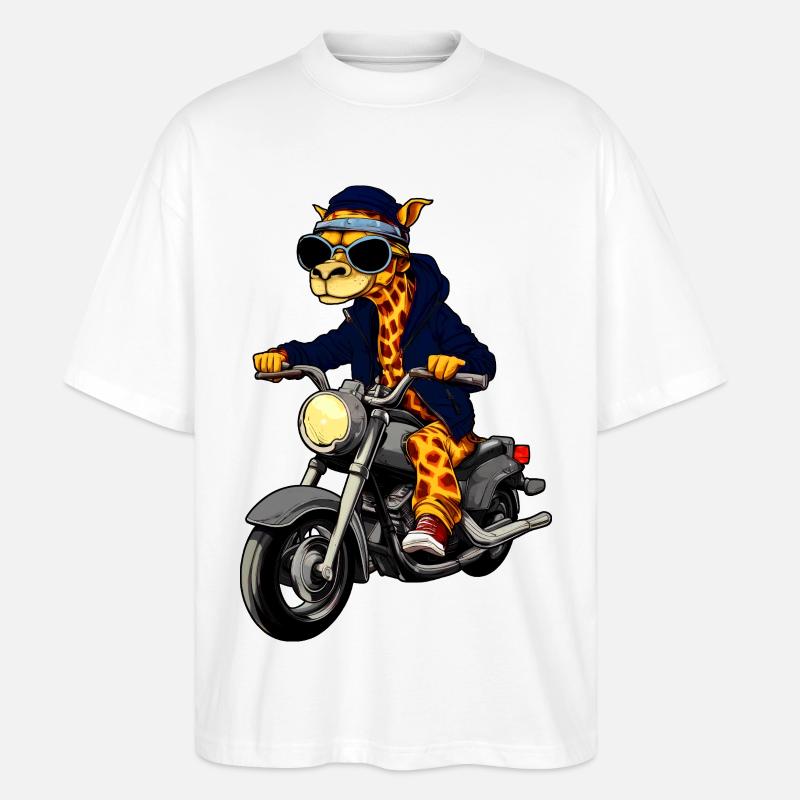 Motorrad Giraffen - Stanley/Stella Oversized Unisex Bio T-Shirt Blaster 2.0 - Weiß