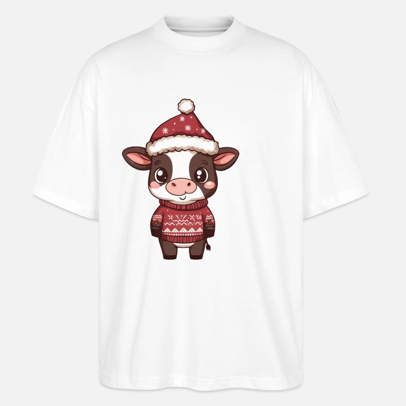 Vache Noël Bande Dessinée - T-shirt bio Blaster 2.0 coupe oversize Stanley/Stella Unisexe - blanc