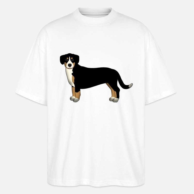 Entlebucher vorn - Stanley/Stella Oversized Unisex Bio T-Shirt Blaster 2.0 - Weiß