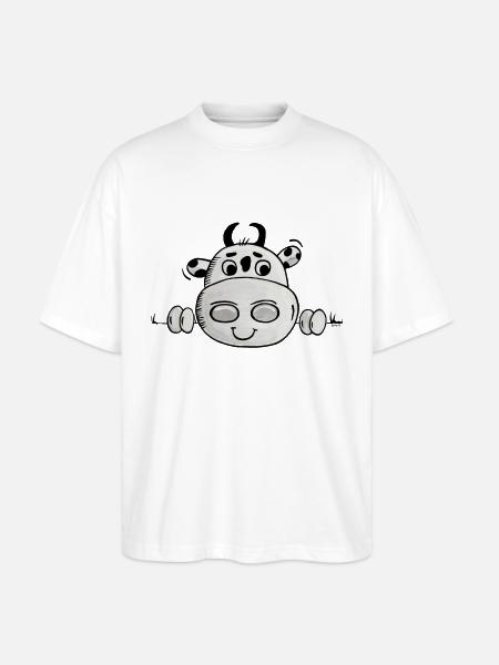 Kuh guckt - Stanley/Stella Oversized Unisex Bio T-Shirt Blaster 2.0 - Weiß