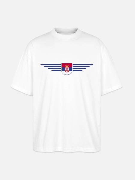 Serbia Design – Pride and Passion - Stanley/Stella Oversized Unisex Organic T-shirt Blaster 2.0 - white