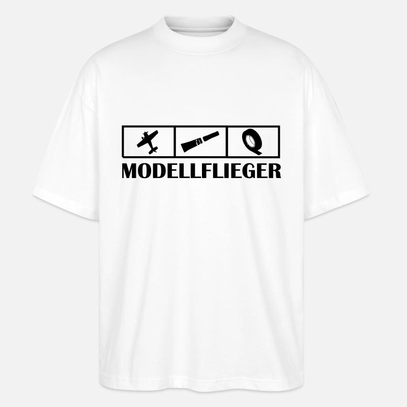 Modellflieger_leben - Stanley/Stella Oversized Unisex Bio T-Shirt Blaster 2.0 - Weiß