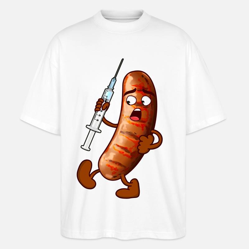 impfwurst Bratwurst Impfen Virus - Stanley/Stella Oversized Unisex Bio T-Shirt Blaster 2.0 - Weiß